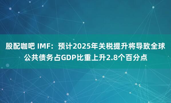 股配咖吧 IMF：预计2025年关税提升将导致全球公共债务占GDP比重上升2.8个百分点